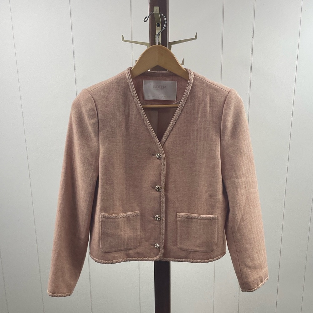 Goelia Pink Wool Contrast Trim Blazer